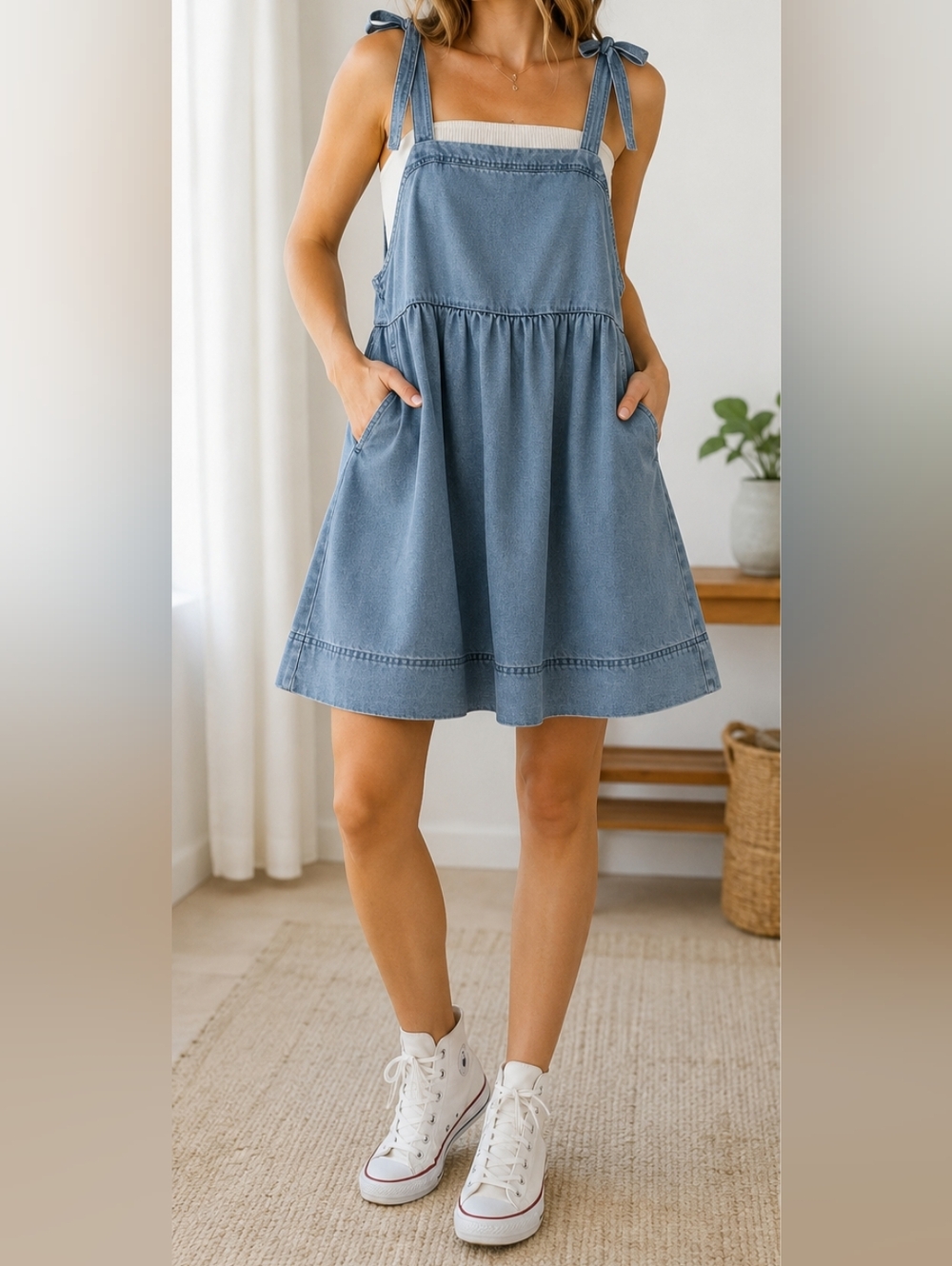 Altar'd State Light Blue Denium Pinafore Jumper - Super Soft! Size XL